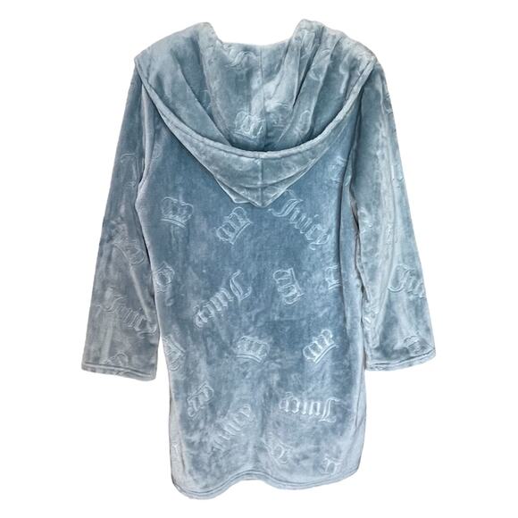 Juicy Couture Blue Velour Hooded Robe Jacket (No Belt) L/XL - Picture 4 of 5